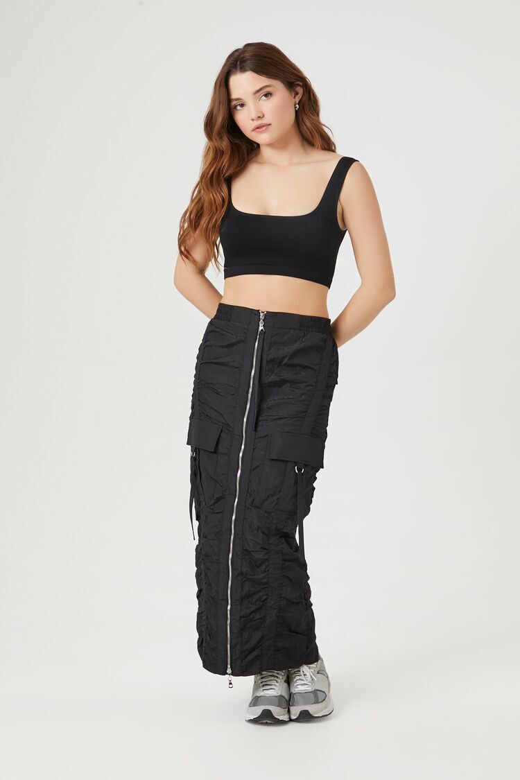 Ruched Cargo Maxi Skirt