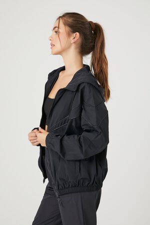 Forever 21 Women's Active Half-Zip Anorak Jacket in Black/Sunset Gold Large | Workout, Yoga, Gym Clothes | F21