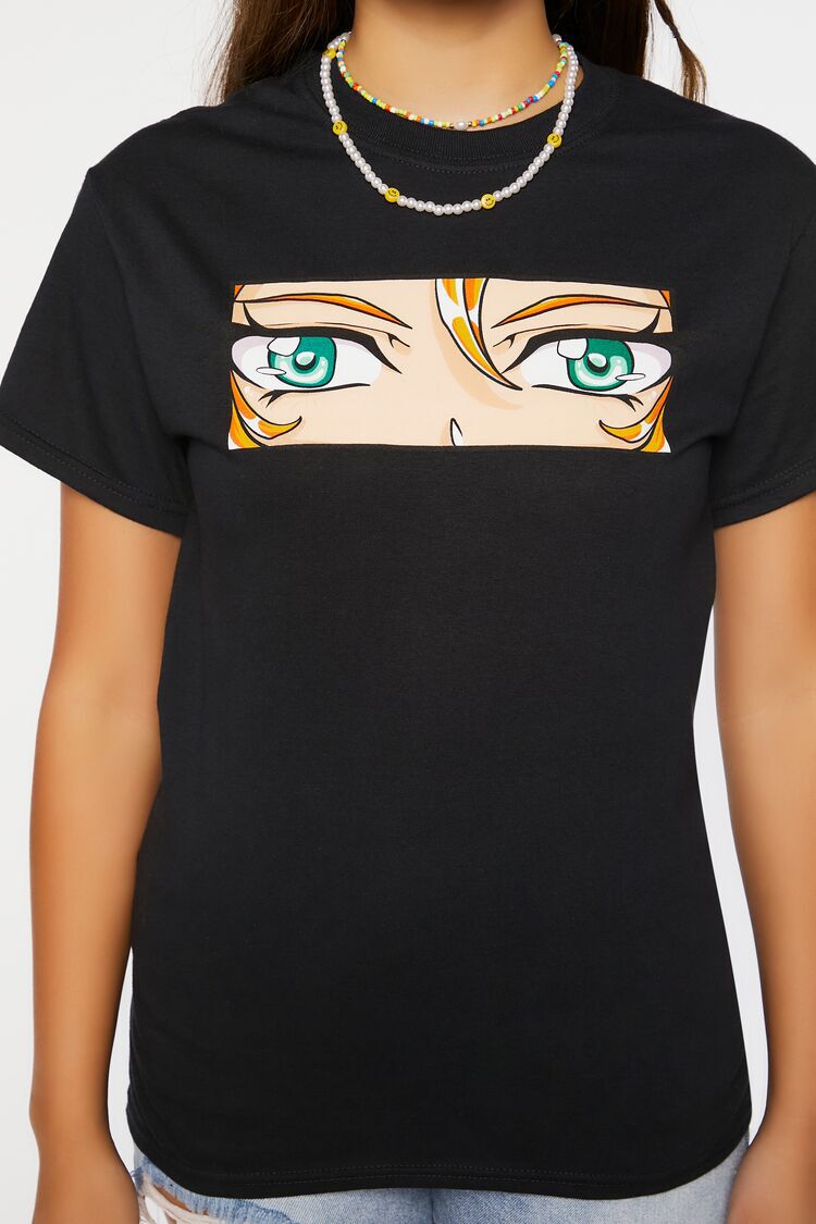 Mens round neck anime eyes printed Tshirt