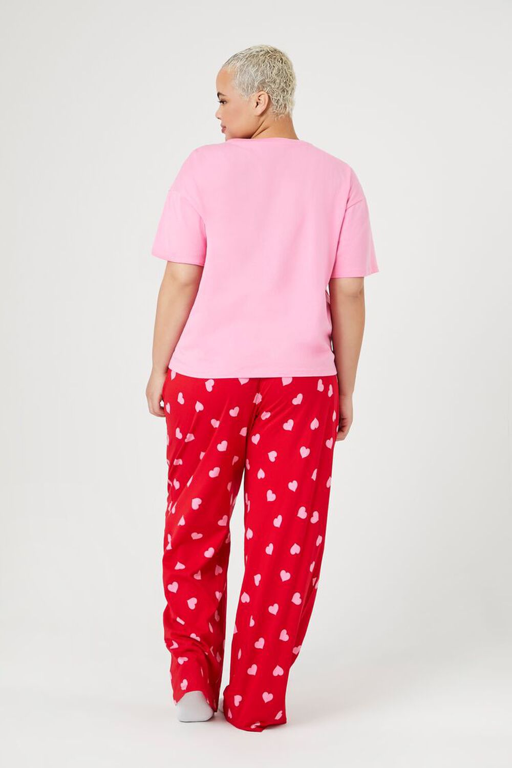 Forever 21 Women's Heart Print Shirt & Short Pajama Set in Ivory