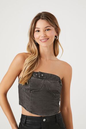 Summer Daydream Keyhole Tube Top - Charcoal