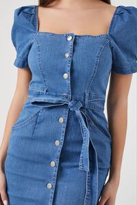 DARK DENIM Puff-Sleeve Denim Mini Dress, image 5