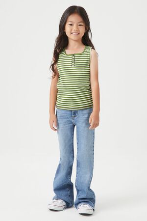 80956 Girl striped tank top with print
