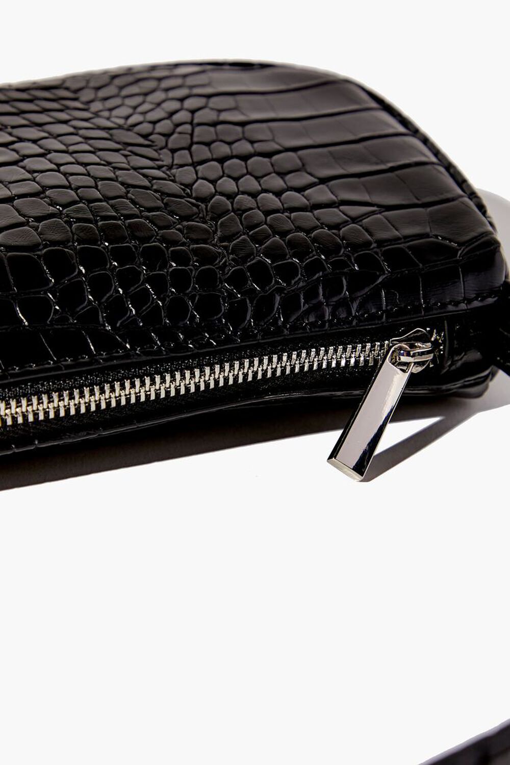 Black Faux Croc Zip Tote