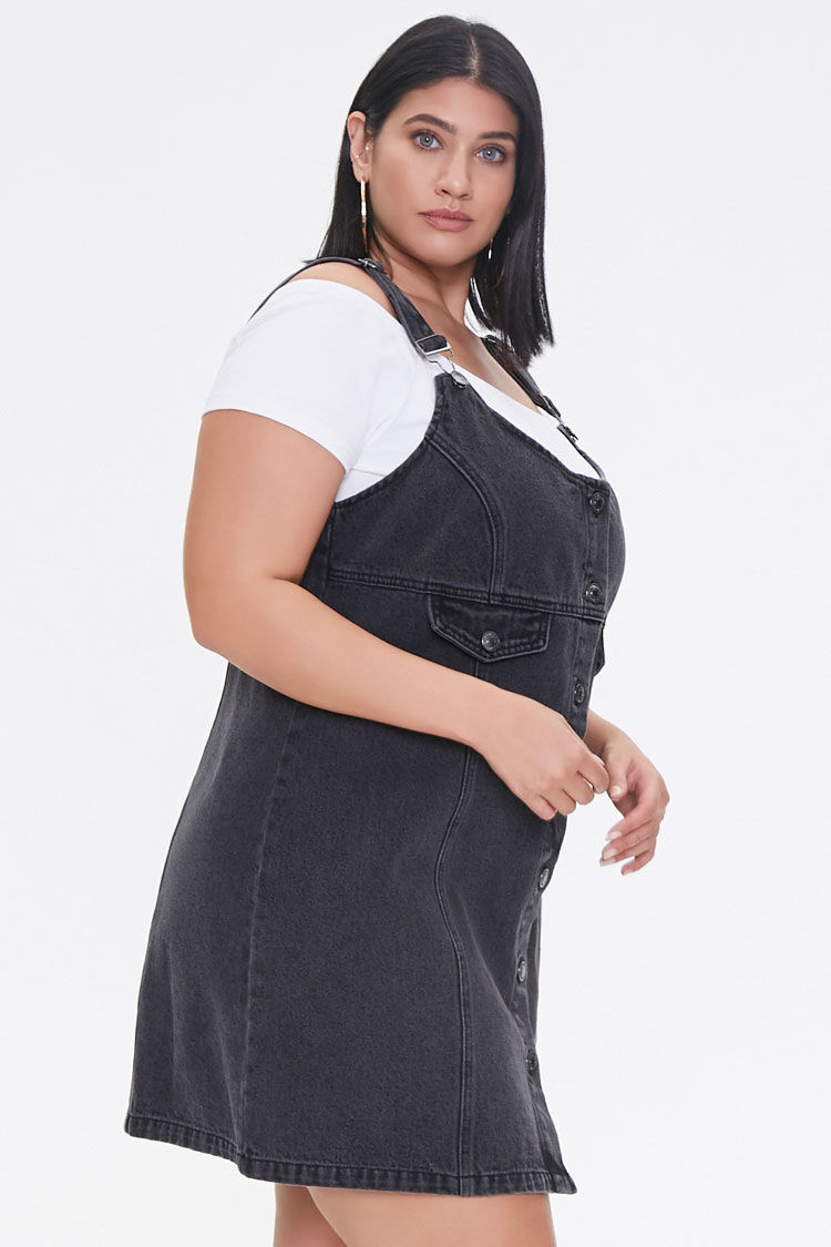 plus size black overall dress