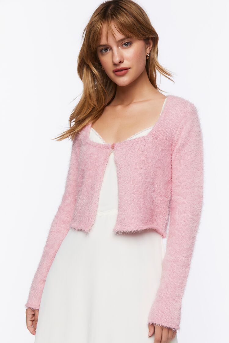 Fuzzy Cropped Cardigan Sweater