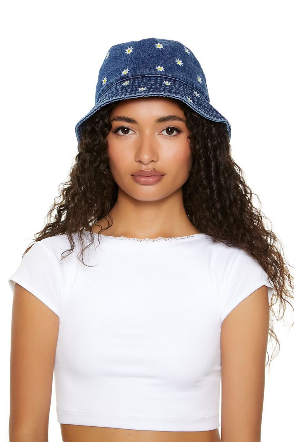 Forever 21 Hello Kitty Denim Womens Bucket Hat | Blue | One Size | Hats Bucket Hats