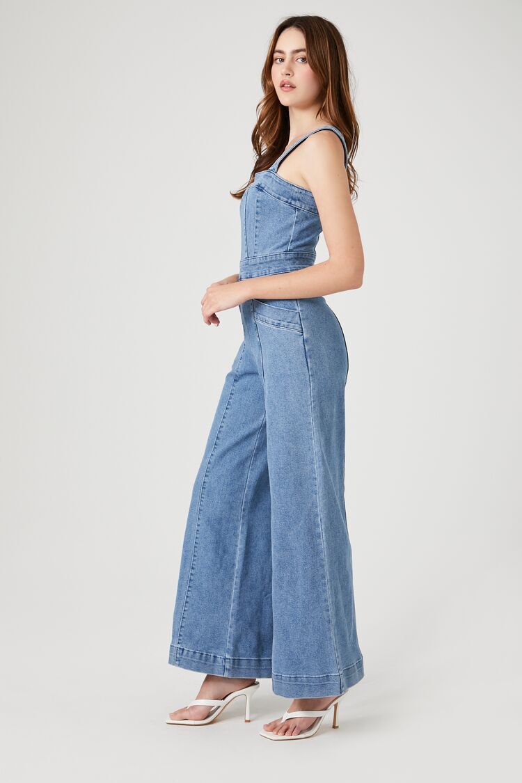 SHEIN Patched Pocket Overall Denim Dress Without Tank Top | SHEIN