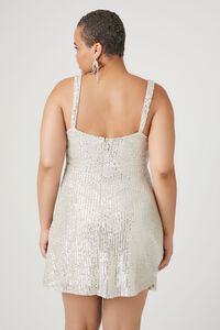 Plus Size Pearl & Sequin Mesh Mini Dress