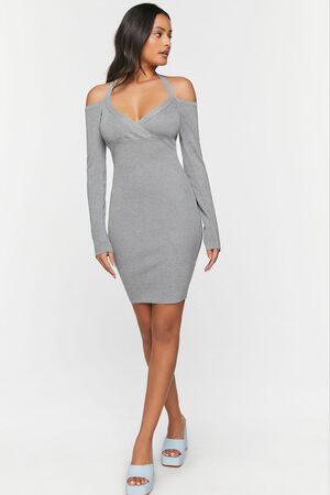 FOREVER 21 Charcoal Grey Slinky One-Shoulder Dress - S NEW / Tags Retail  $40