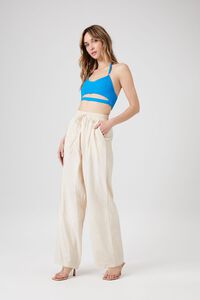 Forever 21 Women's Drawstring Wide-Leg Pants in Olive, XS