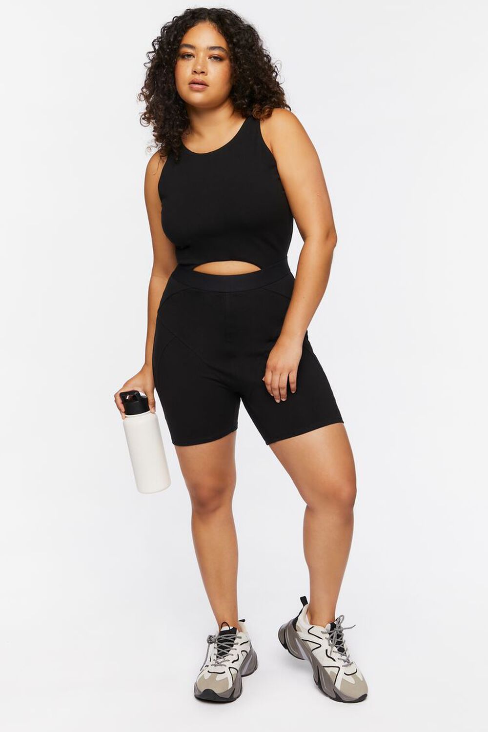 Plus Size Fitted Cutout Romper