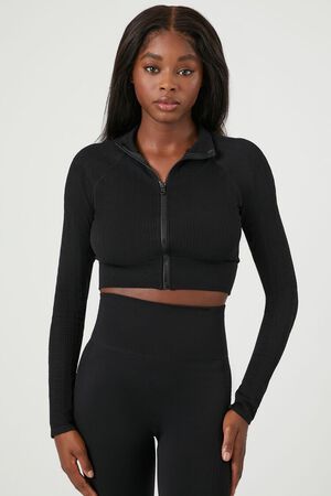 Forever 21 Women's Active Half-Zip Anorak Jacket in Black/Sunset Gold Large | Workout, Yoga, Gym Clothes | F21