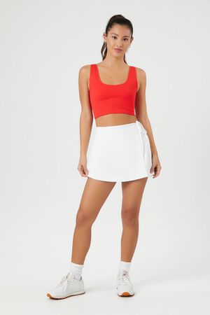 Forever 21 Women's Caged Square-Neck Sports Bra in Fiery Red, XL