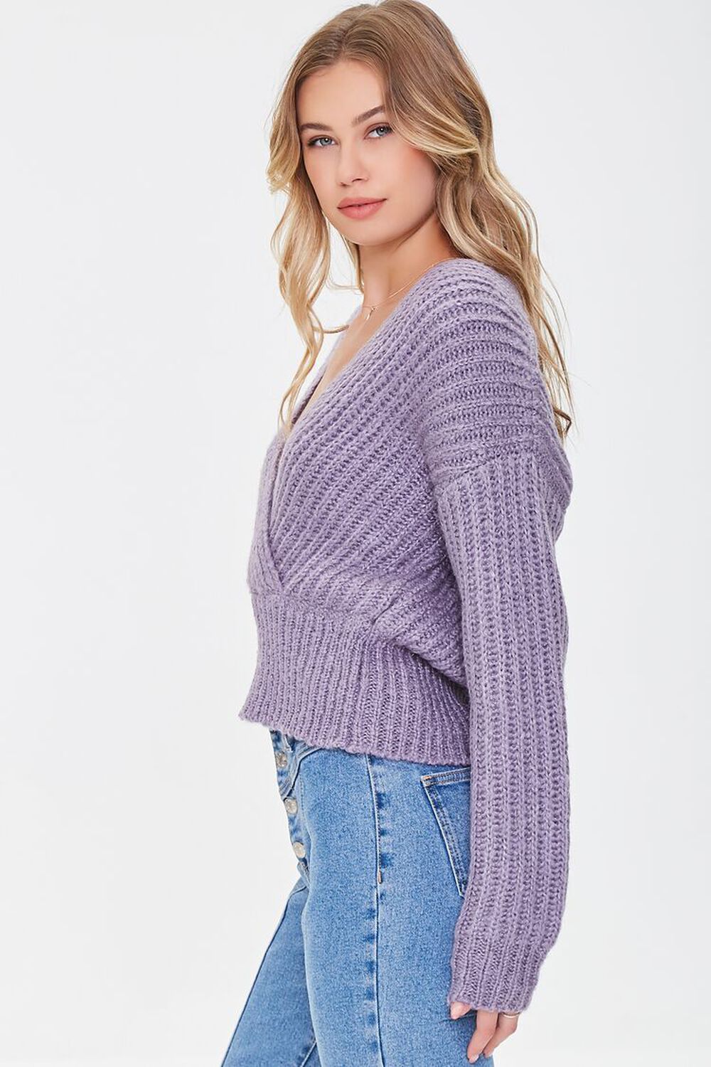 Purl Knit Surplice Sweater