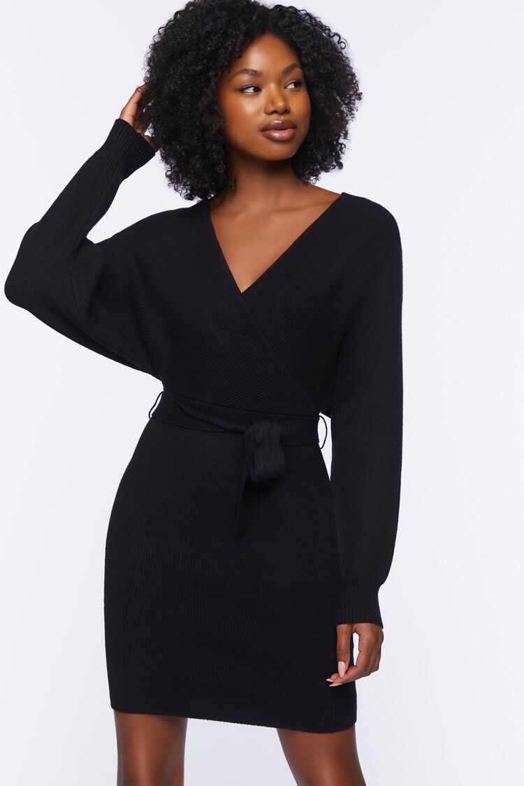 Surplice Midi Sweater Dress