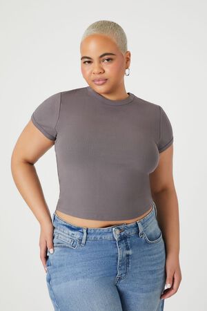 Fashion Nova The New Me Cropped Halter Top Plus Size 3X Heather Grey Ribbed