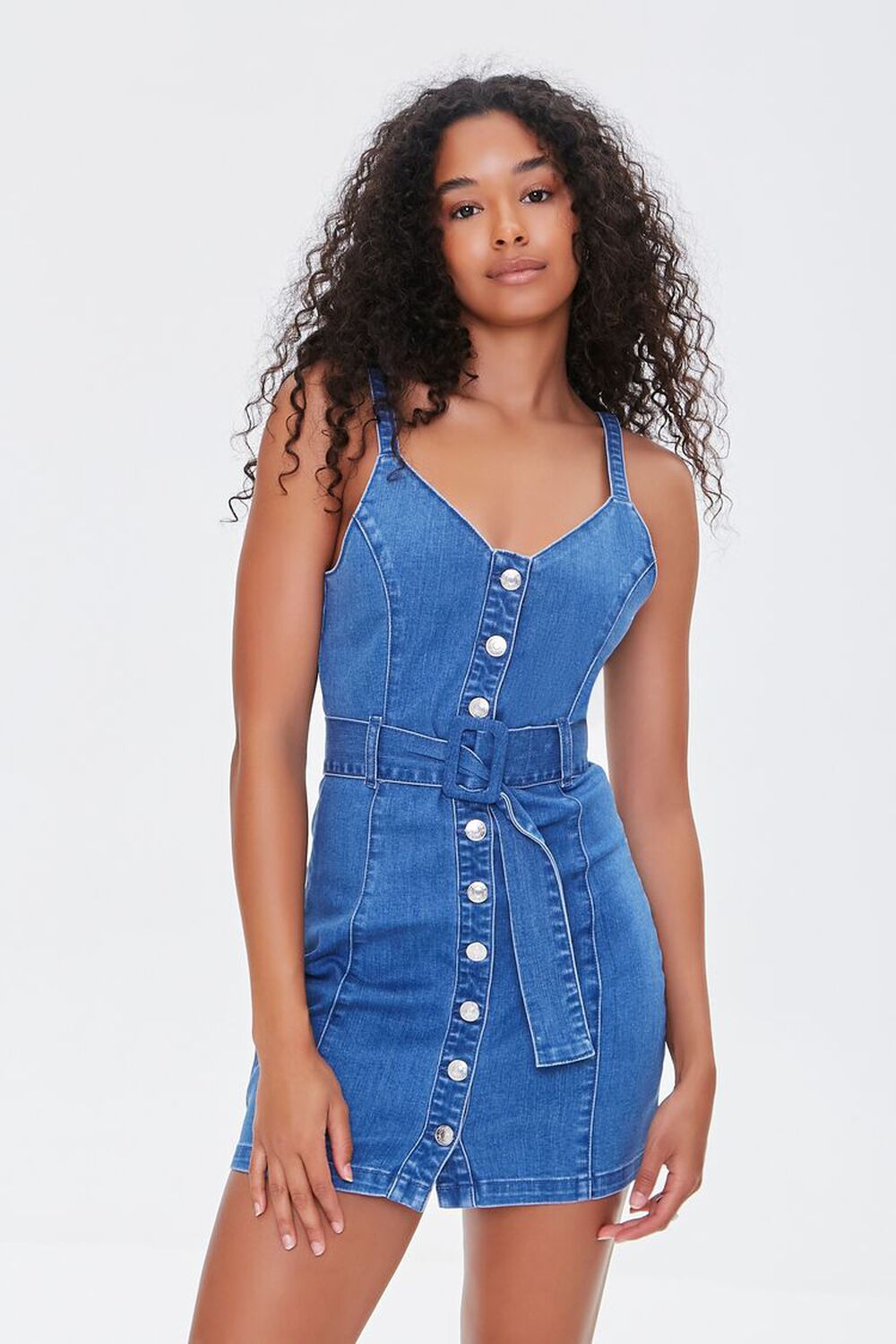 Belted Denim Mini Dress