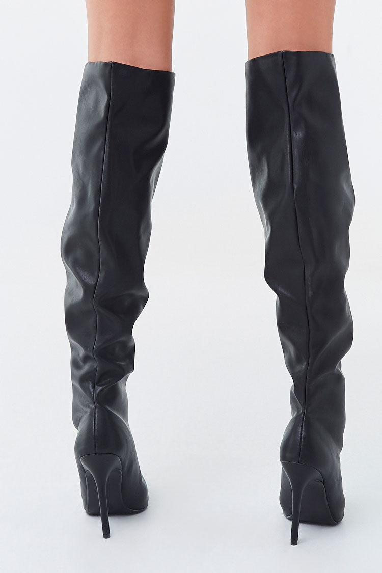 stiletto knee high leather boots