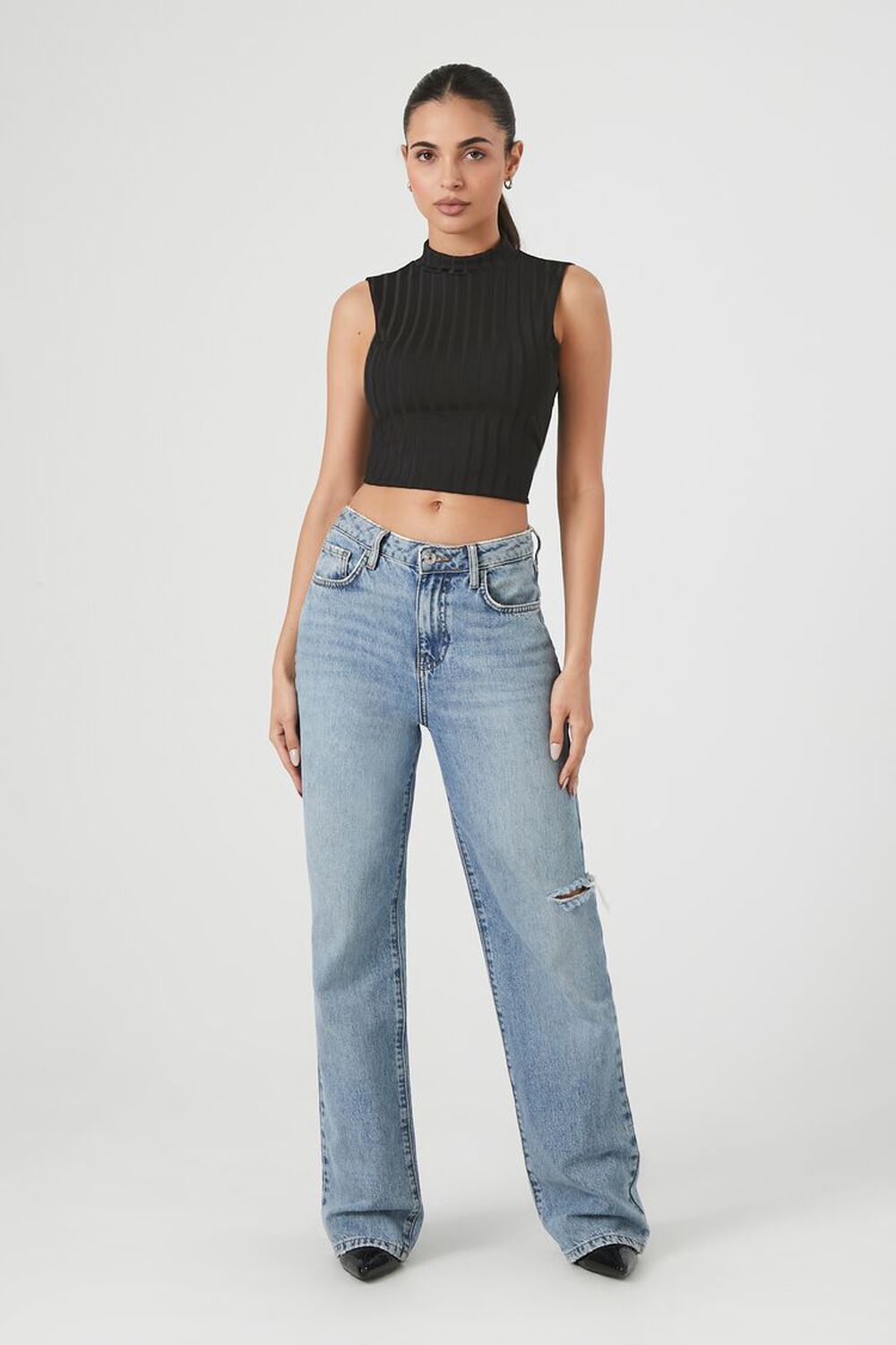 Looking to Lounge Black Knit Tie-Back Crop Top