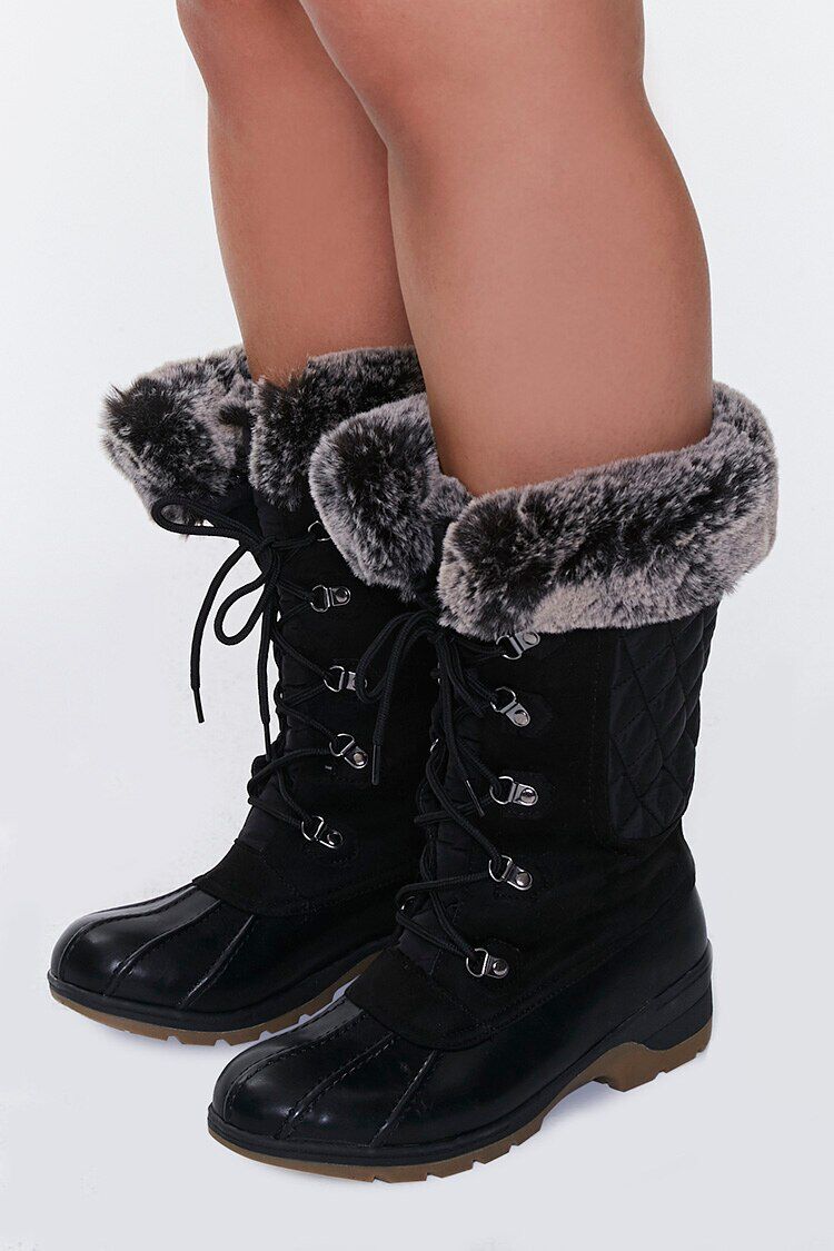 wide fur boots