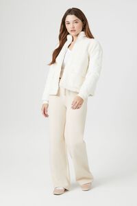 IVORY Faux Shearling Bomber Jacket, image 4