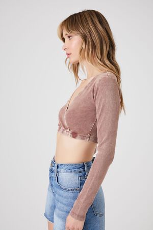 Forever 21 Women's Hook-and-Eye Halter Crop Top in Cappuccino Small