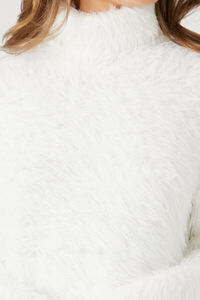 WHITE Faux Fur Mini Sweater Dress, image 5