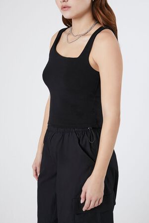 Forever 21 Women's Strappy Asymmetrical Tank Top in Black Small