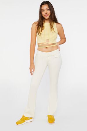 WHITE MID RISE FLARE JEANS