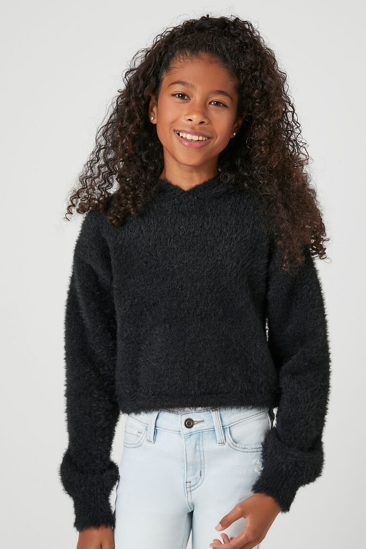 Girls Fuzzy Drop Sleeve Hoodie Kids