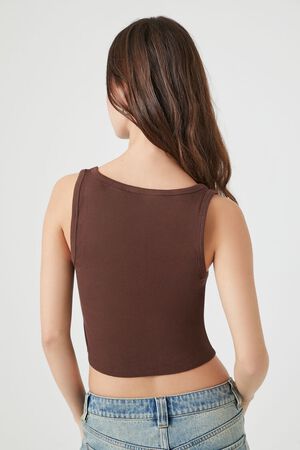 Forever 21 Women's Brown Paris Amour Graphic Thermal Tank Top