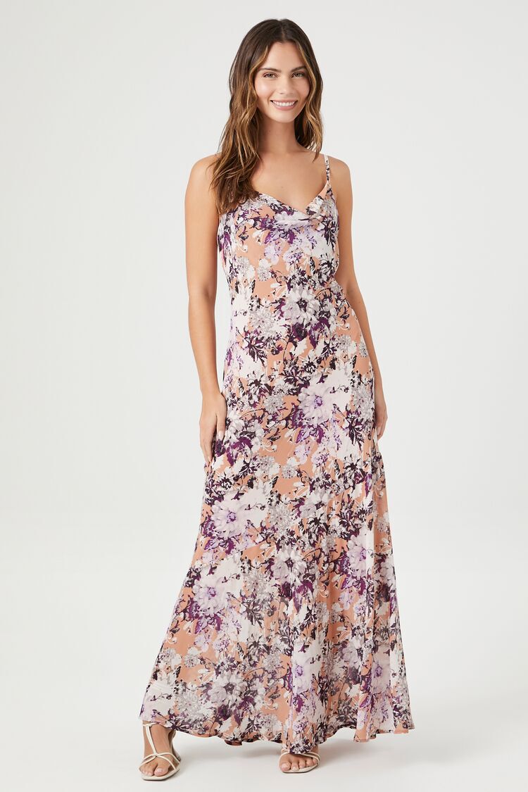 Satin Floral Cami Maxi Dress