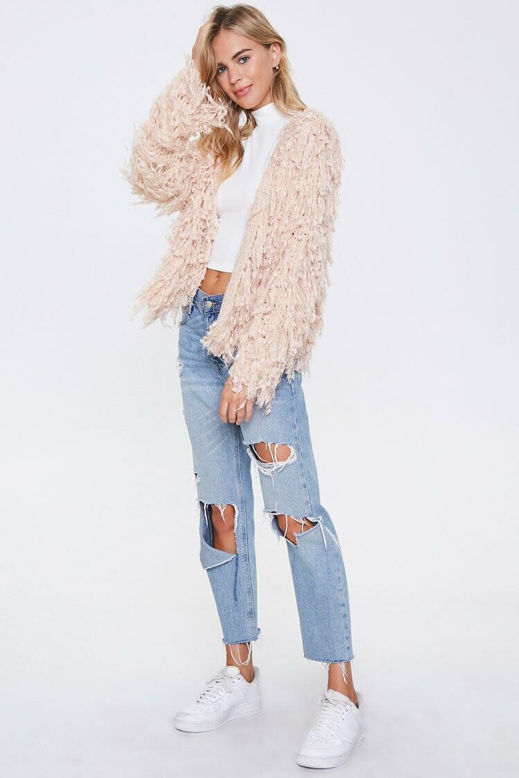 Shaggy Open-Front Cardigan