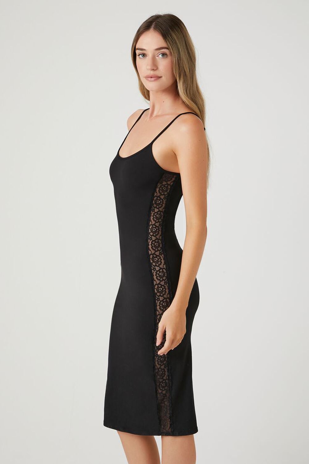 Mesh Lace-Trim Lingerie Slip Dress