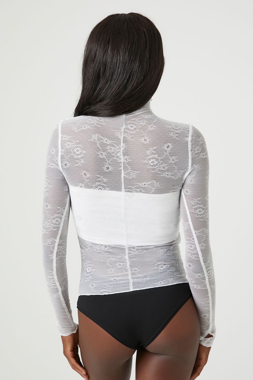 White Sheer Lace Bodysuit, Tops