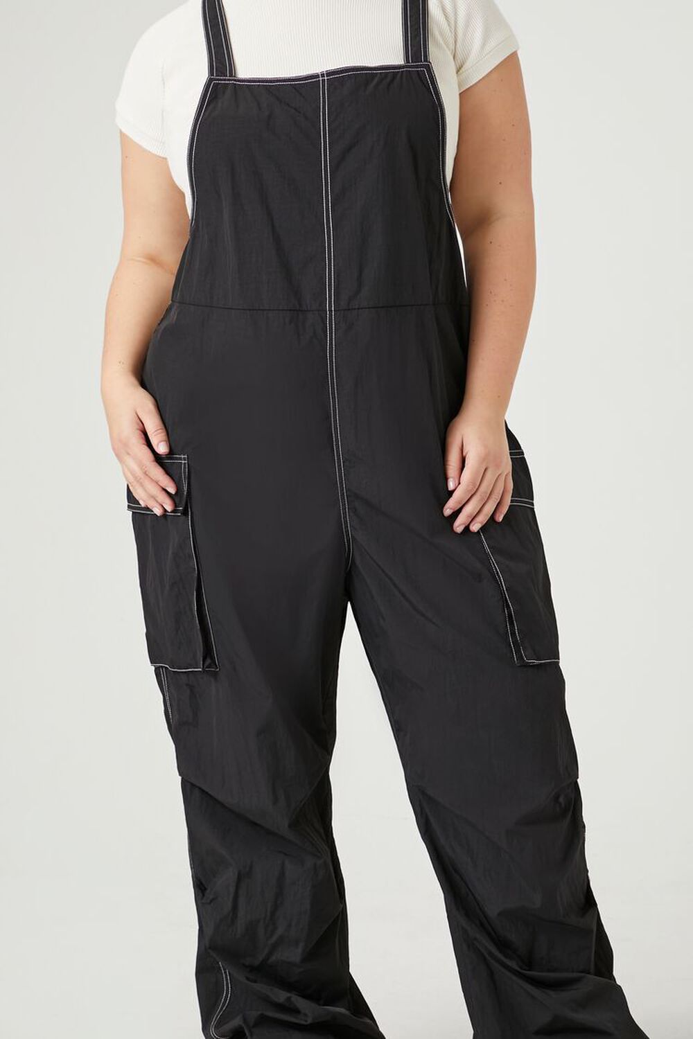 Plus Size Twill Wide-Leg Cargo Pants