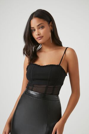 Forever 21 Women's Sheer Lace Lingerie Bodysuit in Black Medium - ShopStyle  Tops