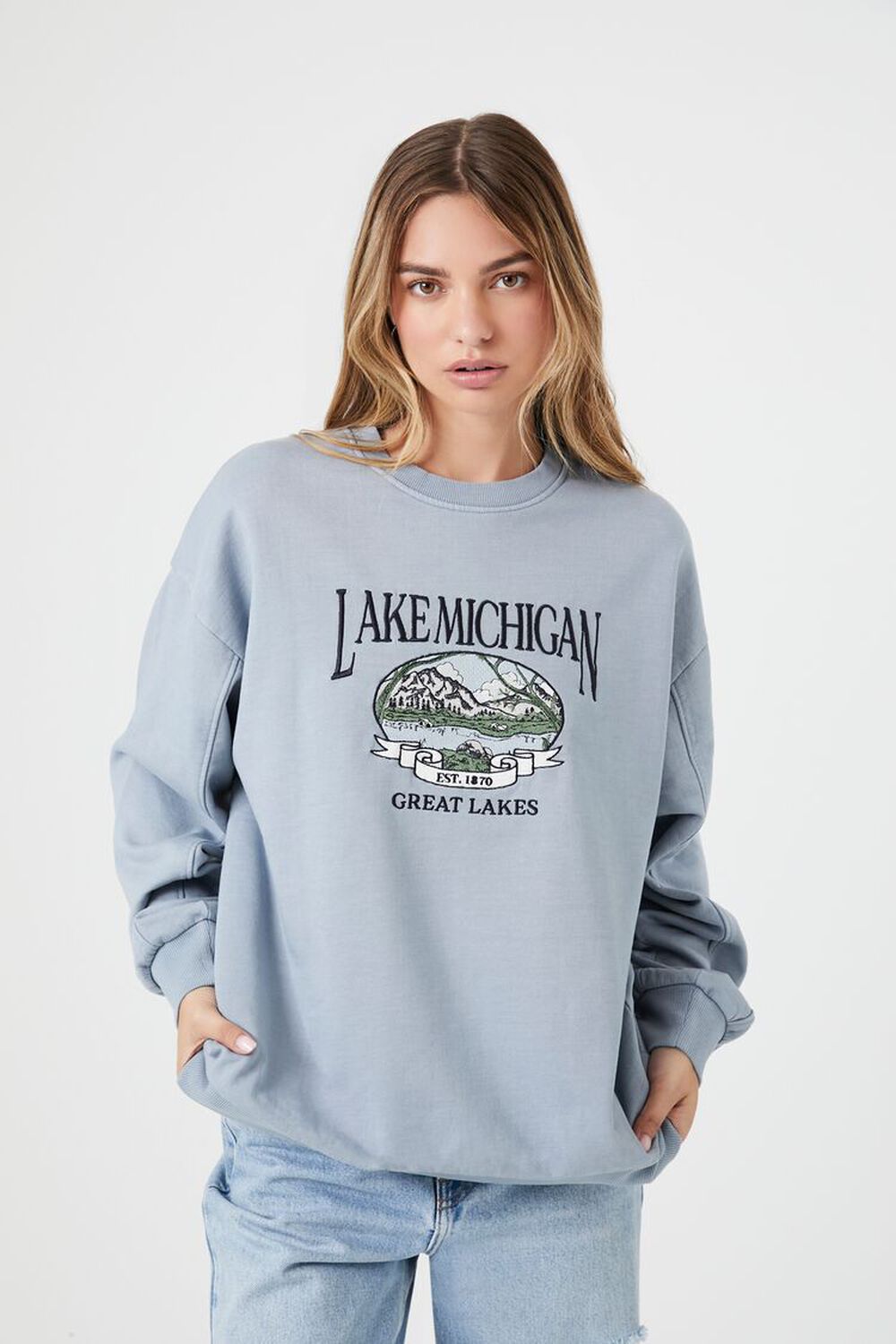 Fall Leaf Embroidered Crewneck Sweatshirt (CLOSEOUT) – Michigan