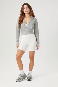 HEATHER GREY Cropped Zip-Up Hoodie, image 4