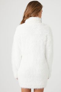 WHITE Faux Fur Mini Sweater Dress, image 4