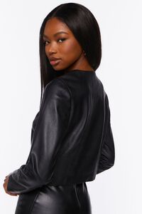 BLACK Faux Leather Split-Hem Top, image 3