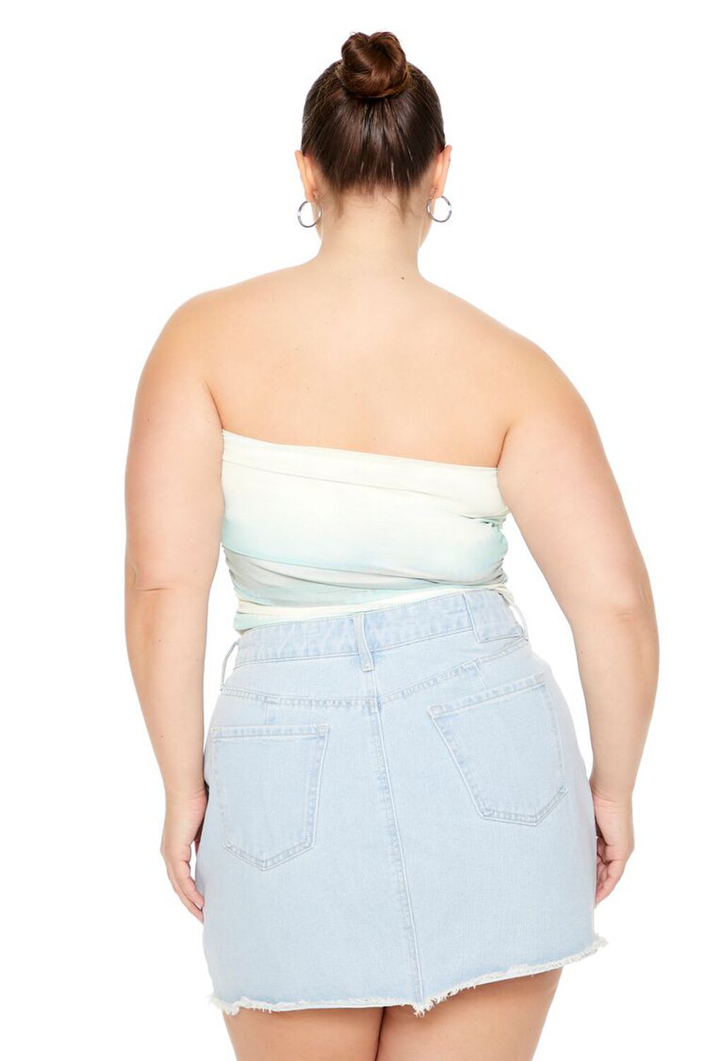 Plus Denim Stripe Tube Top