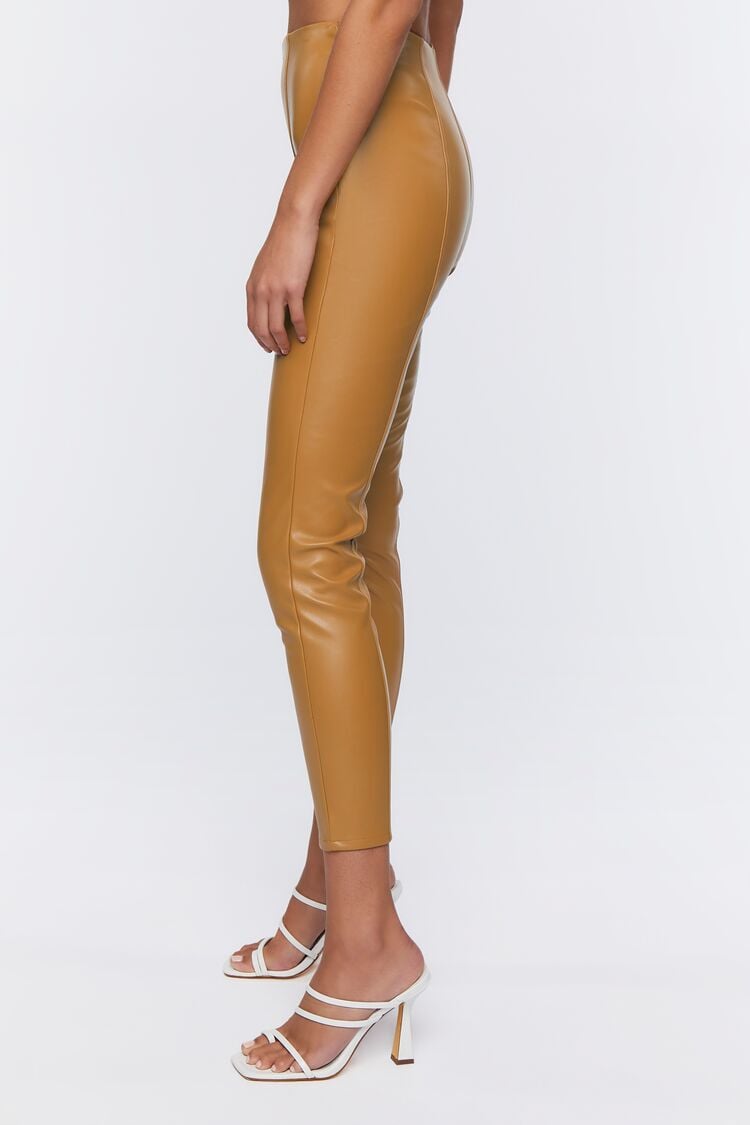 Be True To You Brown Faux Leather Straight Leg Pants  Pink Lily