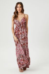 PINK/MULTI Tiered Reworked Floral Maxi Dress, image 4