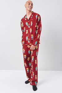 RED/MULTI Teddy Bear Print Pajama Shirt, image 4