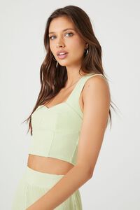 PISTACHIO Ribbed Knit Sweetheart Crop Top, image 2