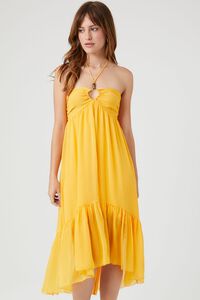 ORANGE High-Low Halter Maxi Dress, image 4