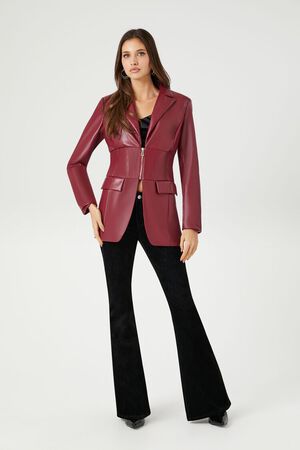 FOREVER 21 Blazer Jacket Womens Small Red 32x23 Suit Sport Pea