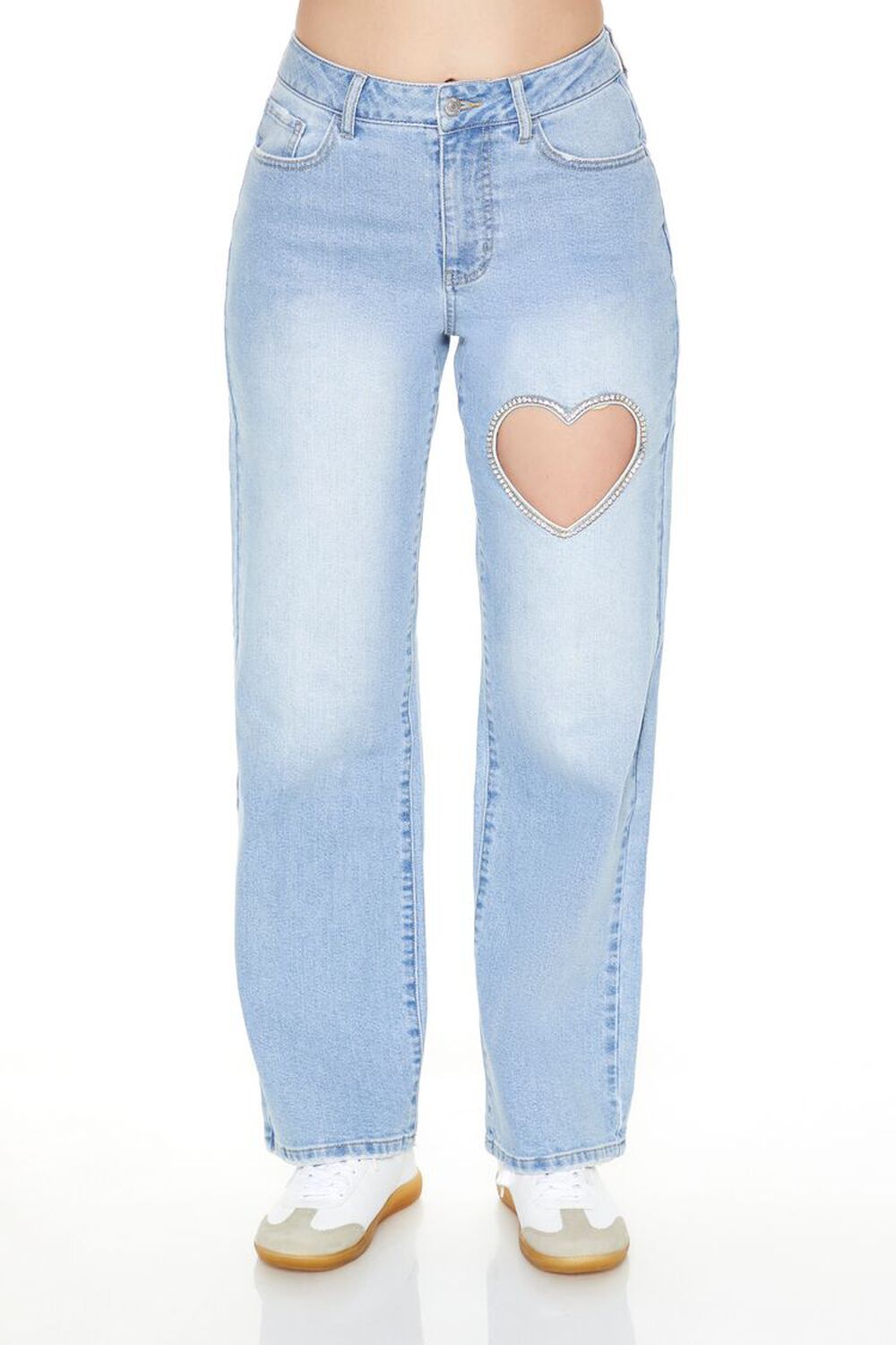 LIGHT DENIM Heart Cutout Straight-Leg Jeans, image 2